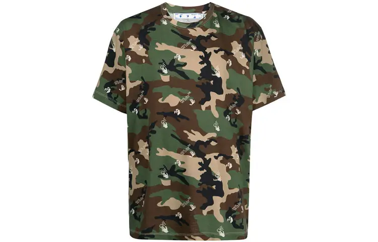OFF WHITE Camouflage Print Crew Neck T Shirt