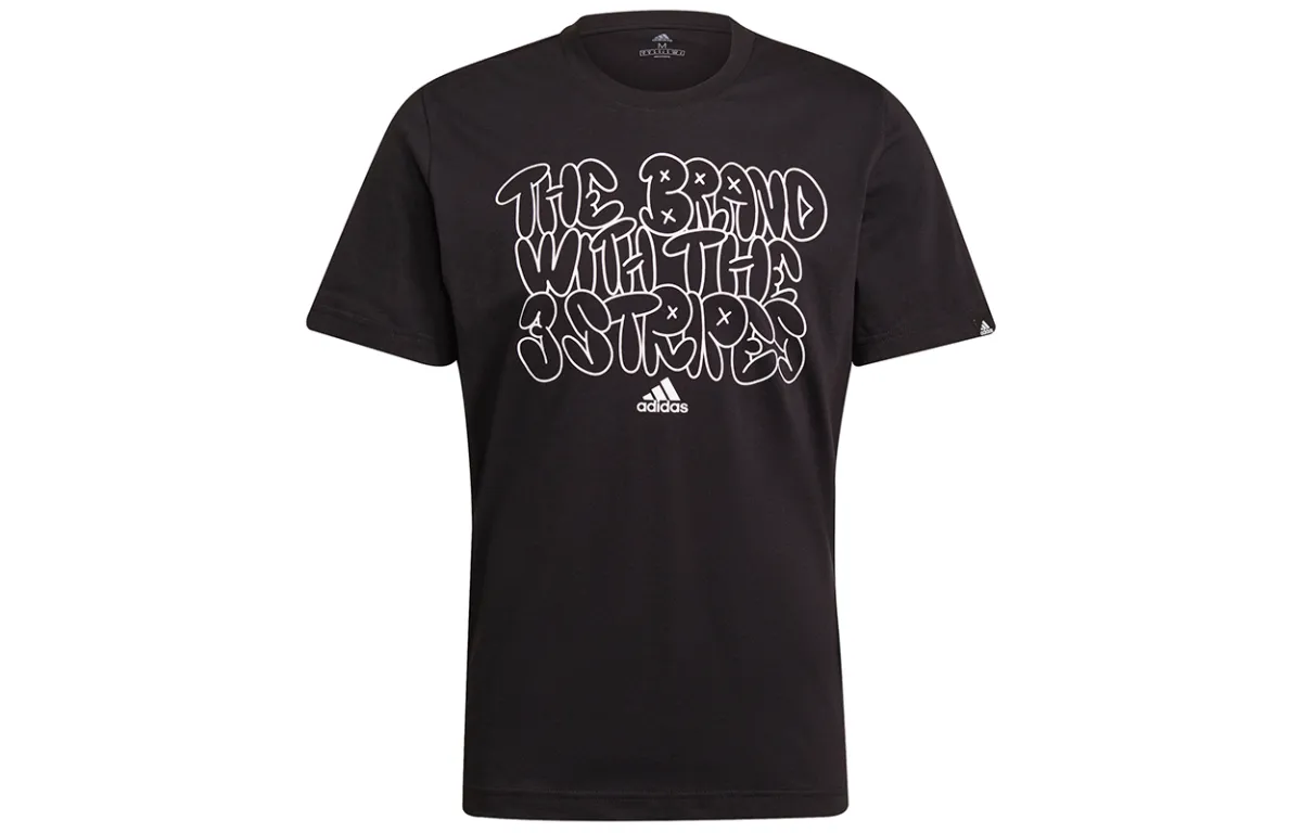Adidas T-Shirts Men's Black Crew Neck Moderate Straight Fit