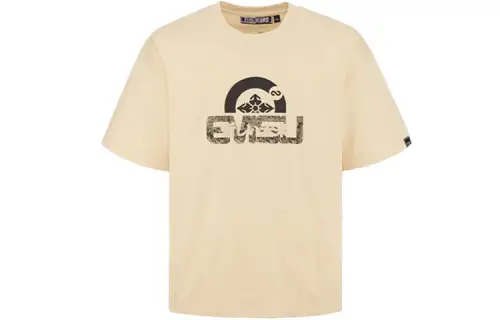 EVISU T Shirts Men's Apricot Crew Neck Moderate Straight Fit