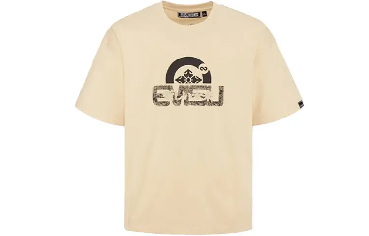 EVISU T Shirts Men's Apricot Crew Neck Moderate Straight Fit