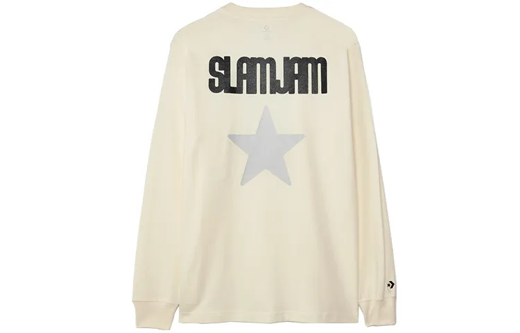 Converse X Slam Jam T-Shirts Men's Ecru Crew Neck Moderate Straight Fit
