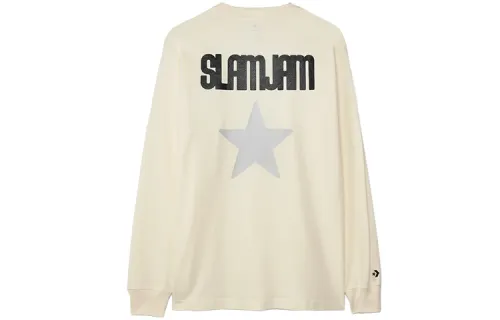 Converse X Slam Jam T Shirts Men's Ecru Crew Neck Moderate Straight Fit