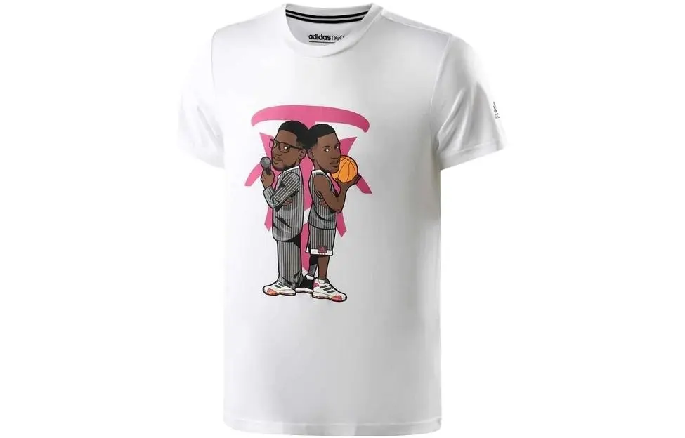 Adidas T-Shirts Men's White Crew Neck Moderate Straight Fit