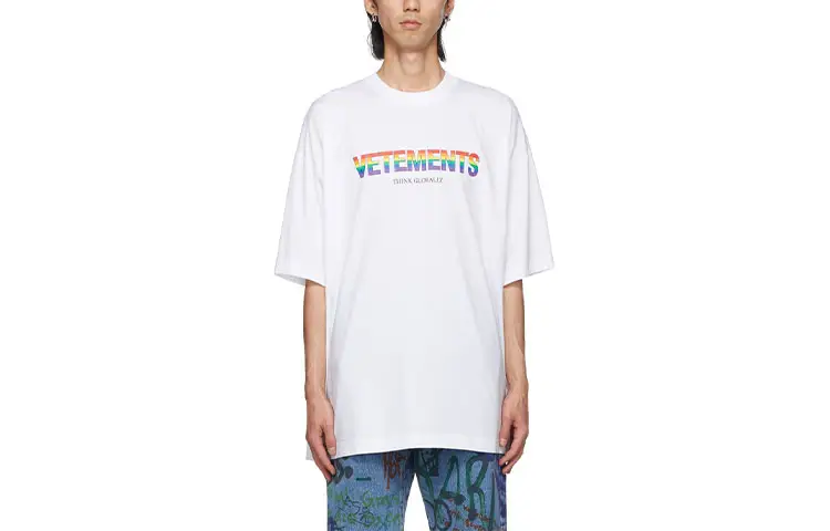 Vetements T Shirts Unisex White Crew Neck Moderate Straight Fit