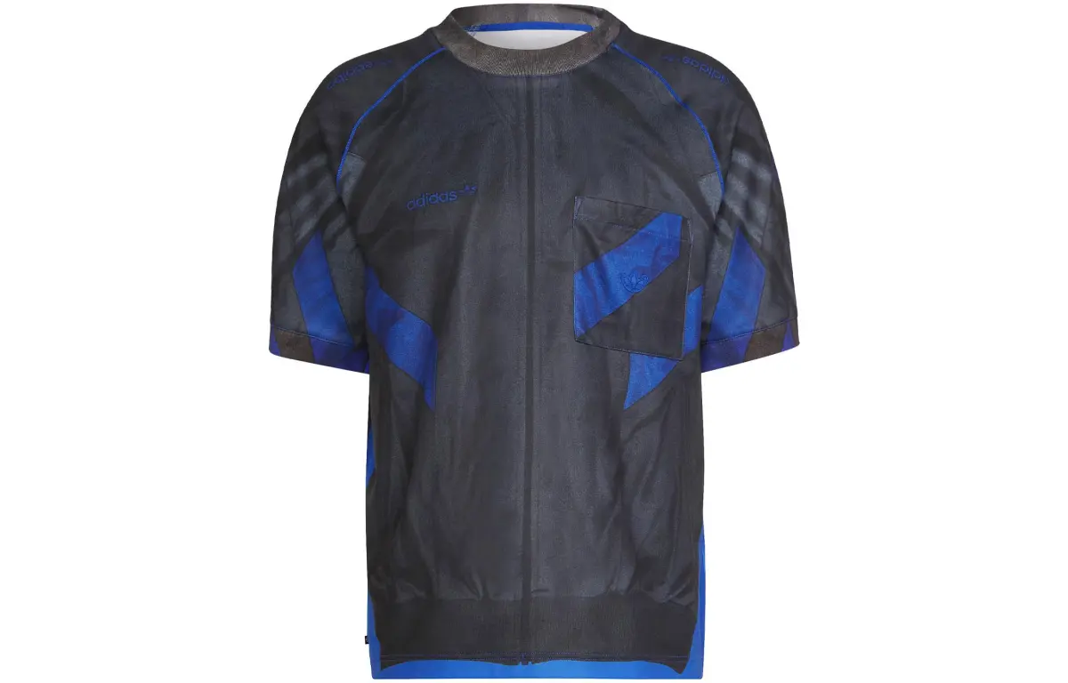 Adidas Originals T-Shirts Men's Blue Black Crew Neck Moderate Straight Fit