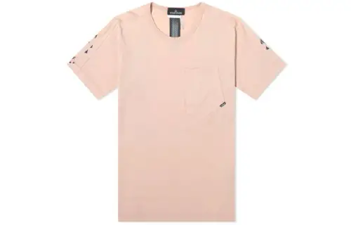 STONE ISLAND T Shirts Men's Pink Crew Neck Moderate Straight Fit