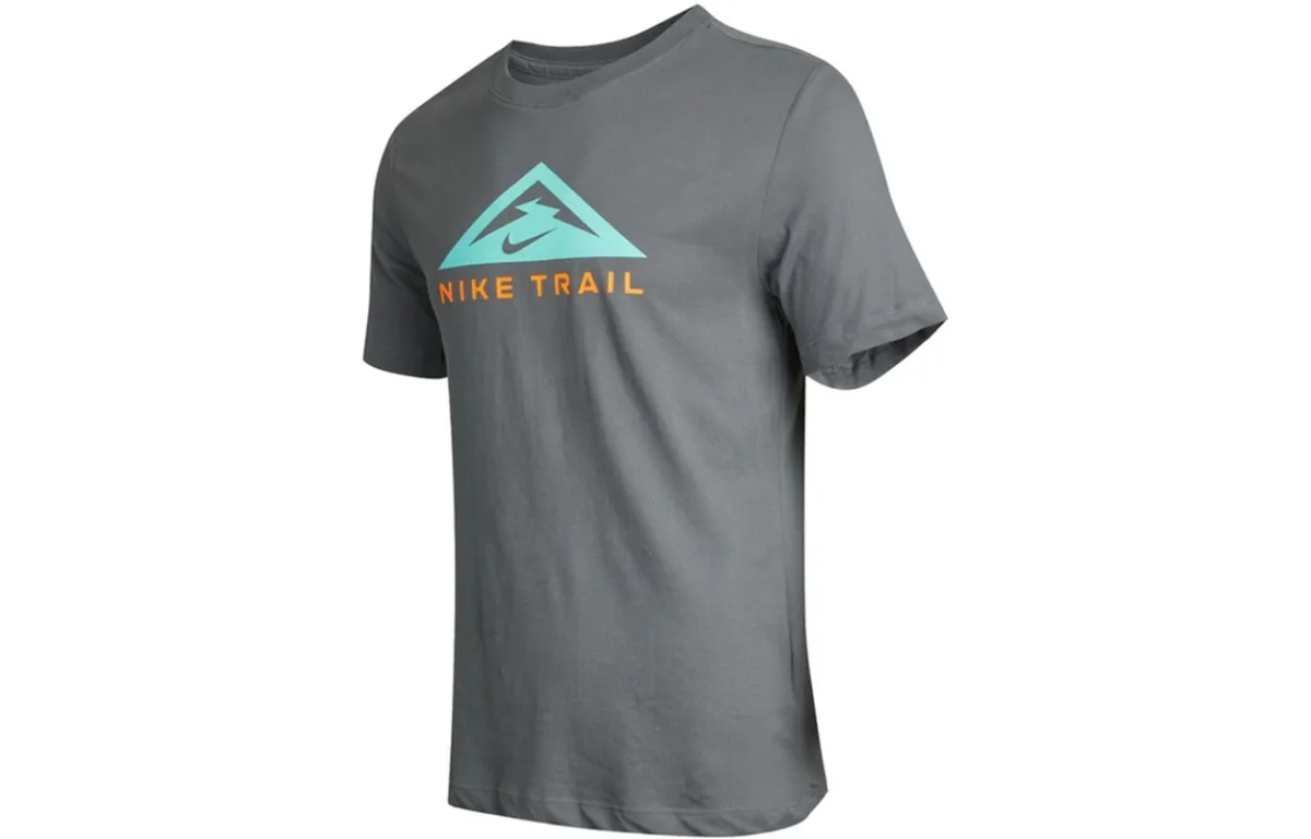 Nike T-Shirts Men's Dark Gray Crew Neck Moderate Straight Fit