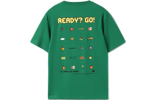 Li Ning Sports Fashion Collection T Shirts Unisex Turquoise Green Crew Neck Moderate Straight Fit