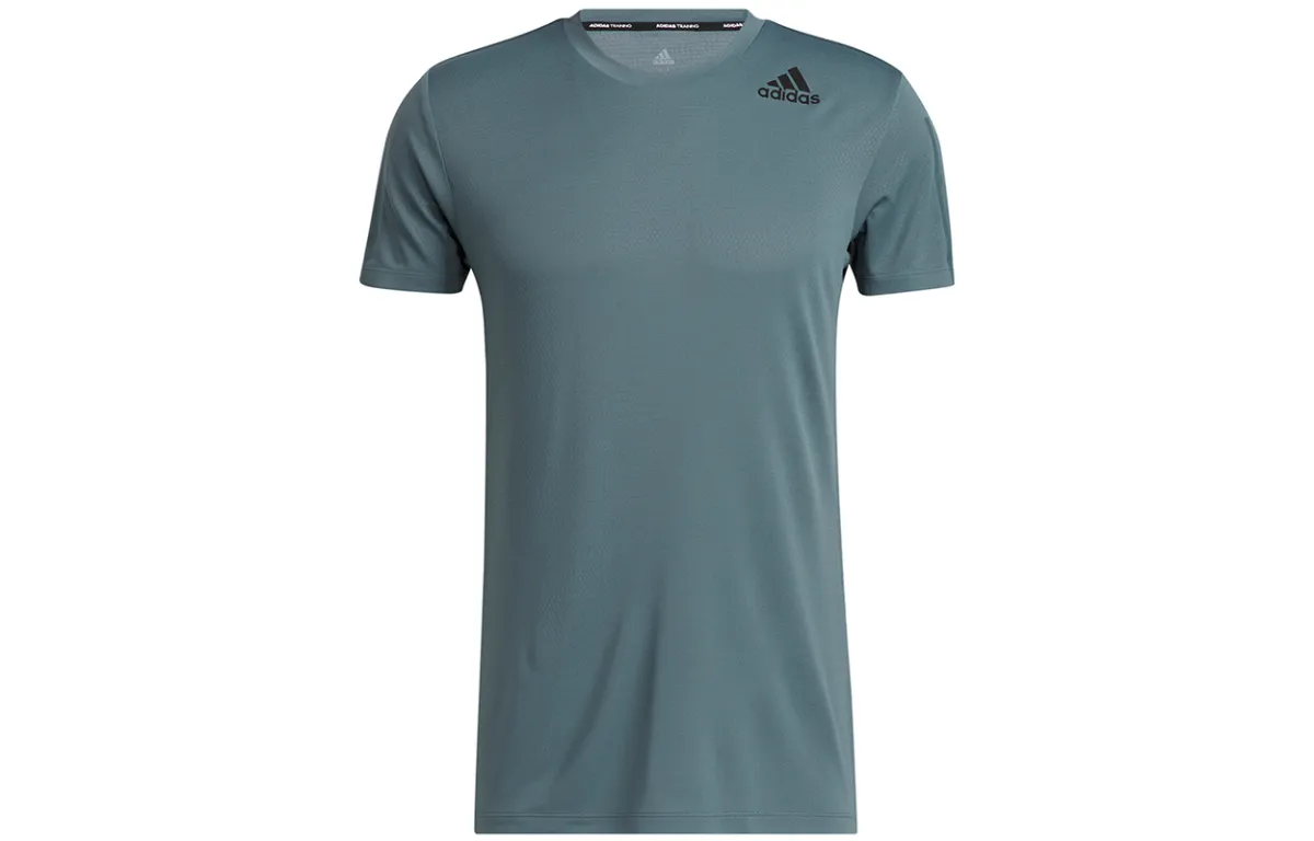 Adidas T-Shirts Men's Blue Crew Neck Moderate Straight Fit