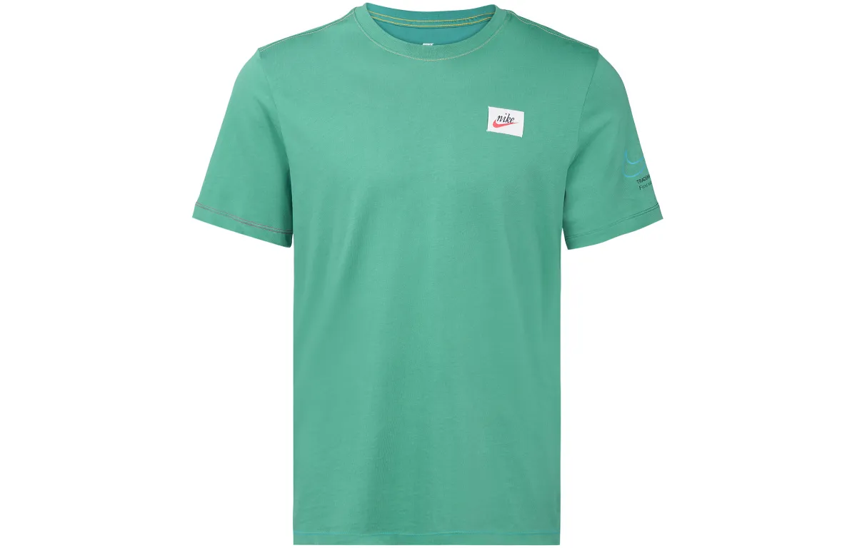 Nike T-Shirts Men's Light Green Crew Neck Moderate Straight Fit