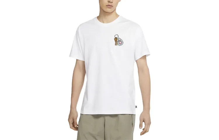 Nike T-Shirts Men's White Crew Neck Moderate Straight Fit