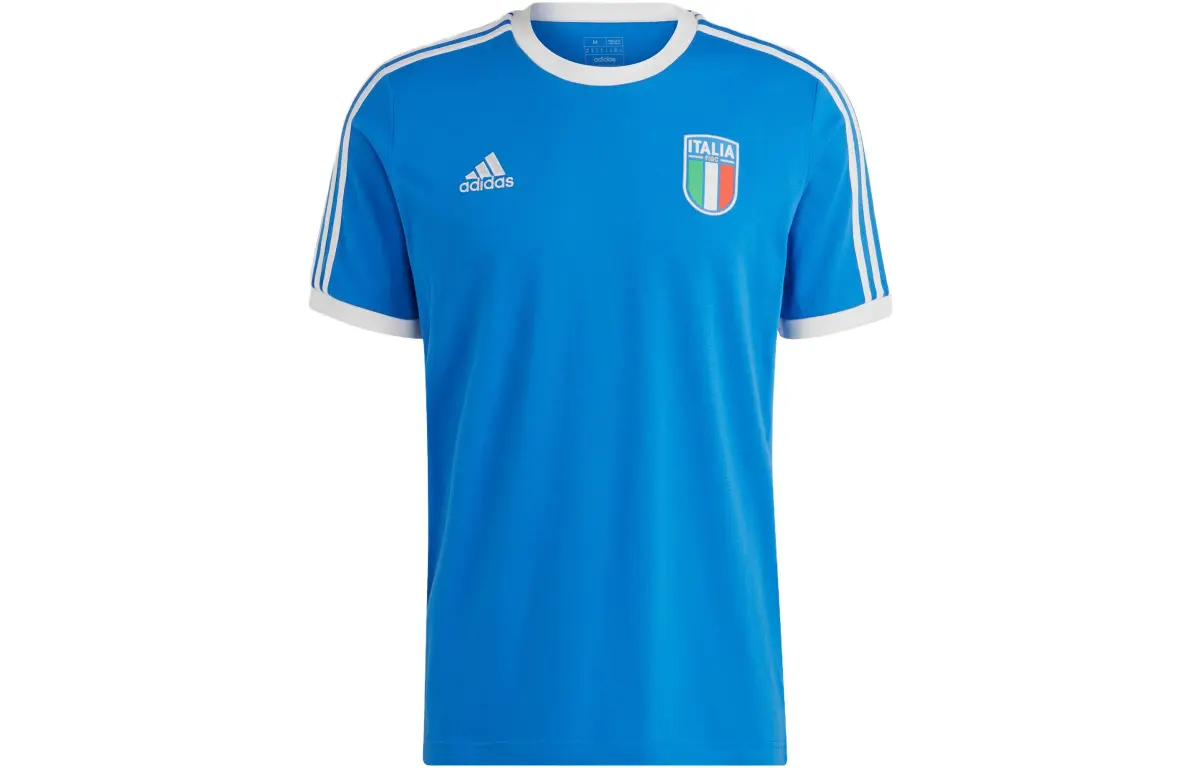 Adidas T-Shirts Men's Blue Crew Neck Moderate Straight Fit