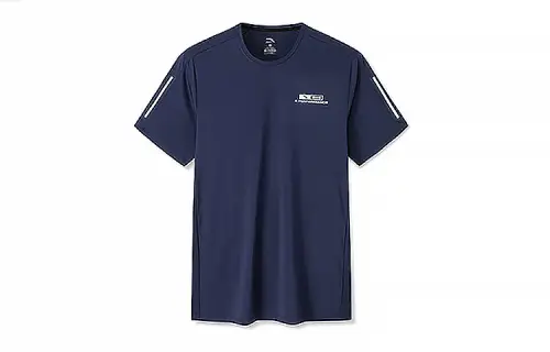 ANTA T Shirts Men's Canopy Blue Crew Neck Moderate Straight Fit