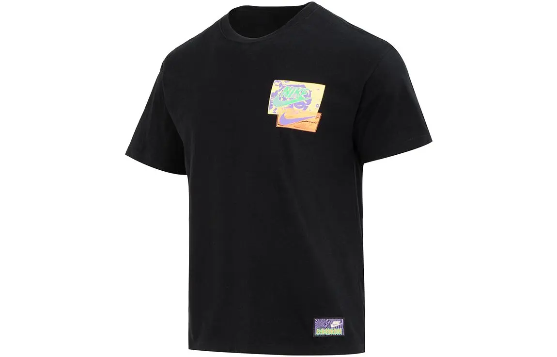 Nike T-Shirts Men's Black Crew Neck Moderate Straight Fit