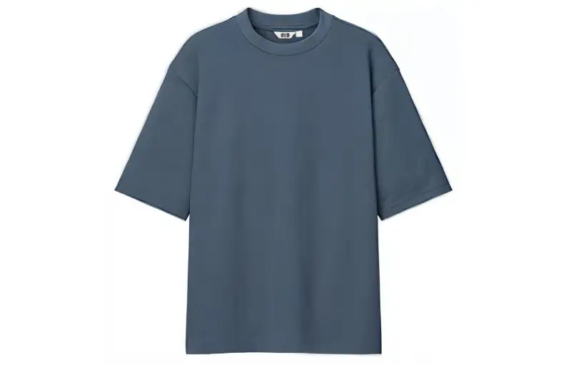 UNIQLO U Collection T Shirts Unisex Sea Blue Crew Neck Moderate Straight Fit