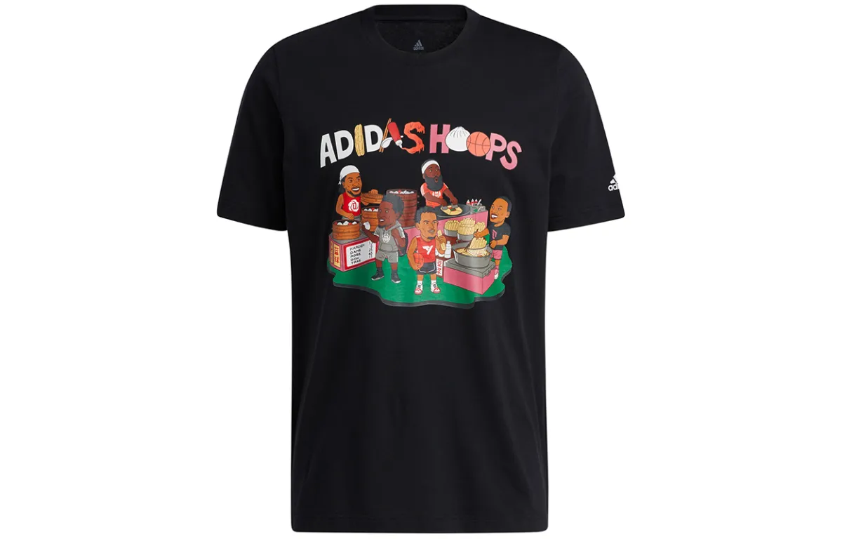 Adidas T-Shirts Men's Black Crew Neck Moderate Straight Fit