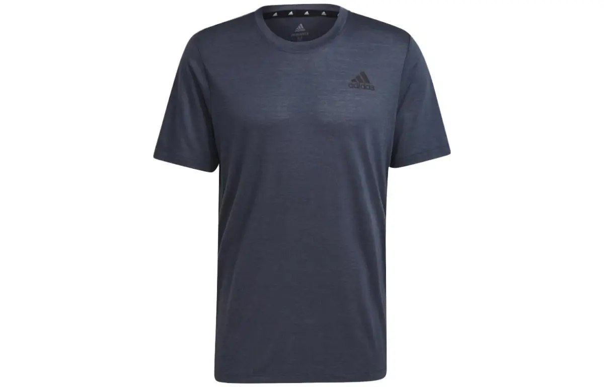 Adidas T-Shirts Men's Dark Blue Crew Neck Moderate Straight Fit