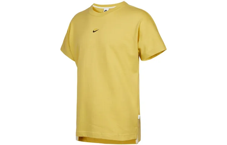 Nike T-Shirts Men's Yellow Crew Neck Moderate Straight Fit