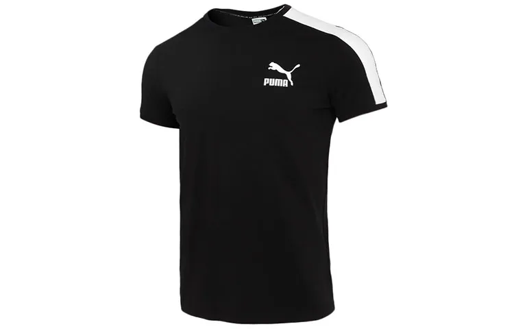 PUMA T-Shirts Men's Black Crew Neck Moderate