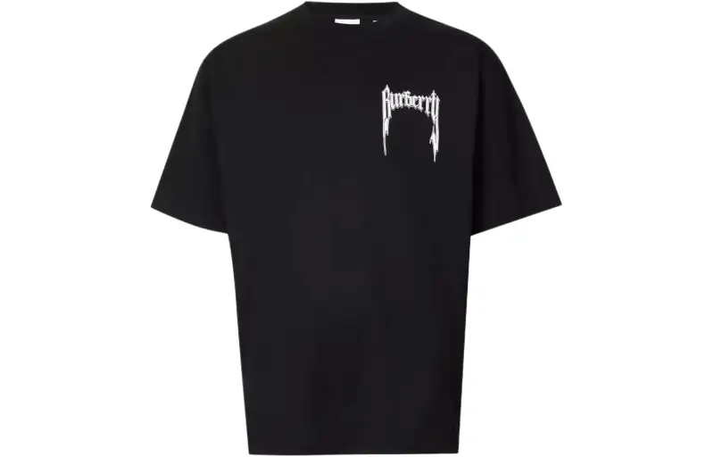 Burberry T Shirts Men's Black Crew Neck Moderate Straight Fit