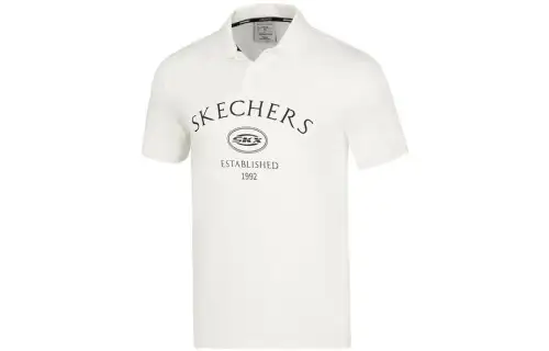 Skechers X The British Museum BRITISH MUSEUM T Shirts Men's Marshmallow White Polo Collar Moderate Straight Fit
