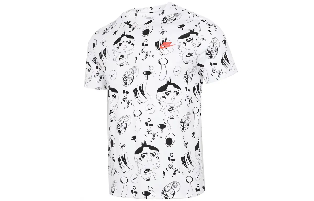 Nike T-Shirts Men's White Crew Neck Moderate Straight Fit