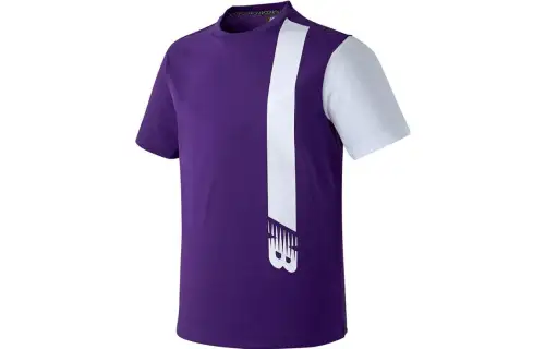 New Balance T Shirts Unisex Purple Crew Neck Moderate Straight Fit