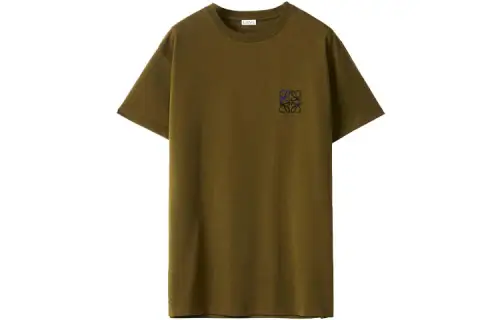 LOEWE T Shirts Men's Green Crew Neck Moderate Straight Fit