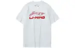 Li Ning Sports Fashion Collection T Shirts Unisex White Crew Neck Moderate Straight Fit