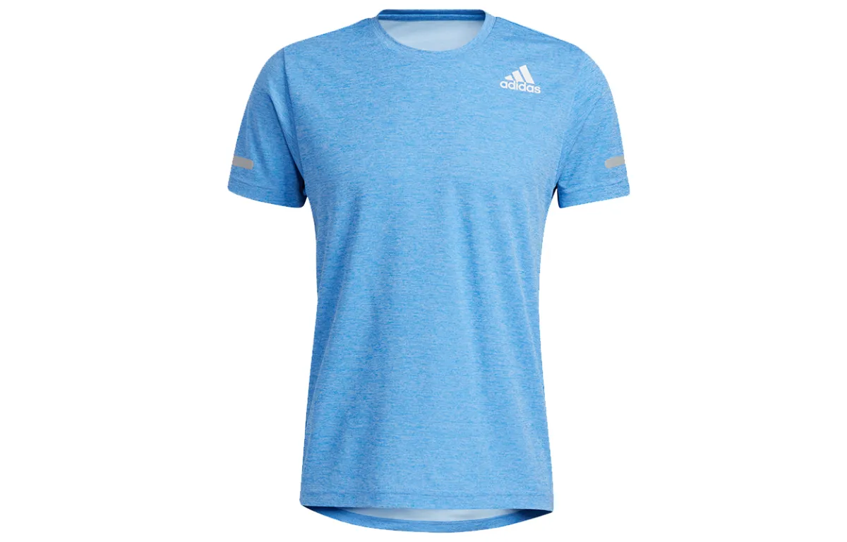 Adidas T-Shirts Men's Sky Blue Crew Neck Moderate Straight Fit