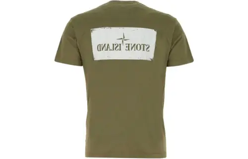 STONE ISLAND T Shirts Men's Army Green Crew Neck Moderate Straight Fit
