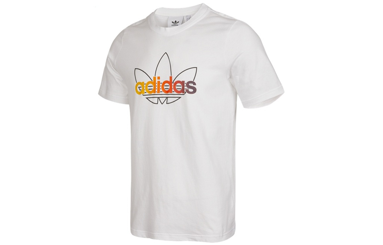 Adidas originals Clover Sprt Graphic Logo Print Sports Round Neck American Retro Short Sleeve Shoulder Sleeve T-Shirt Men's White