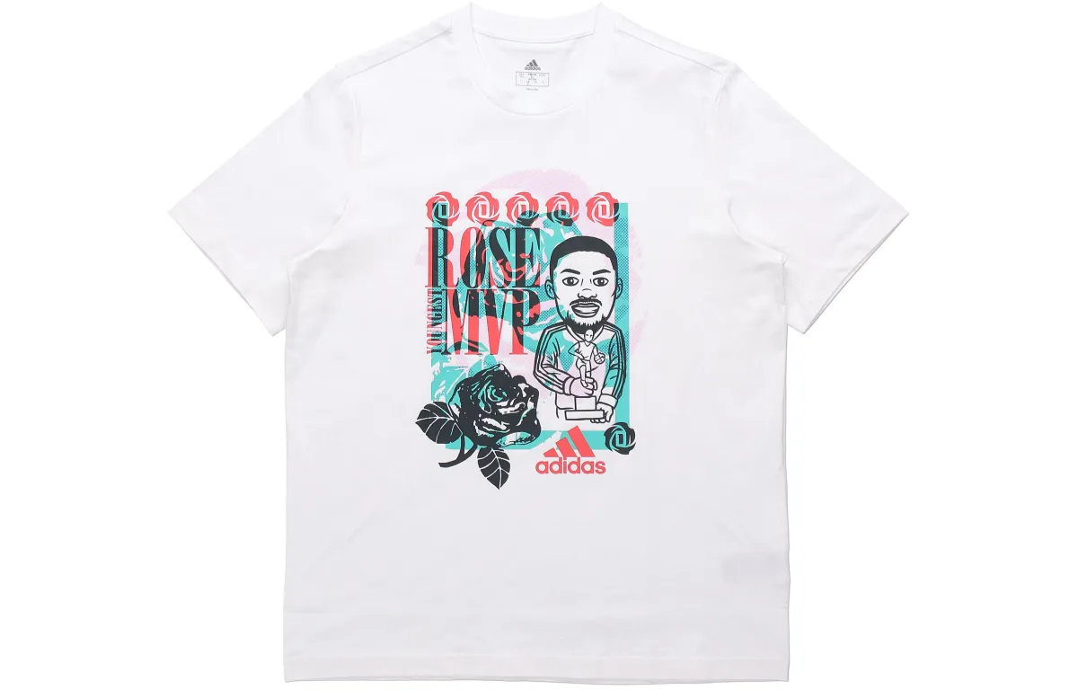 Adidas T-Shirts Men's White Crew Neck Moderate Straight Fit