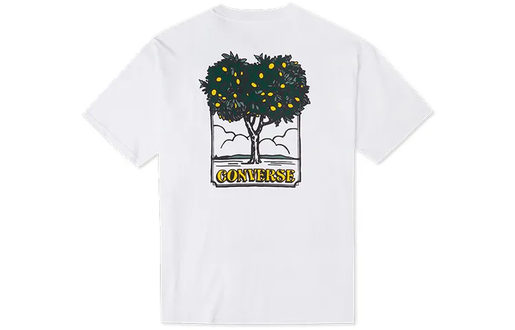 Converse T Shirts Men's White Crew Neck Moderate Straight Fit