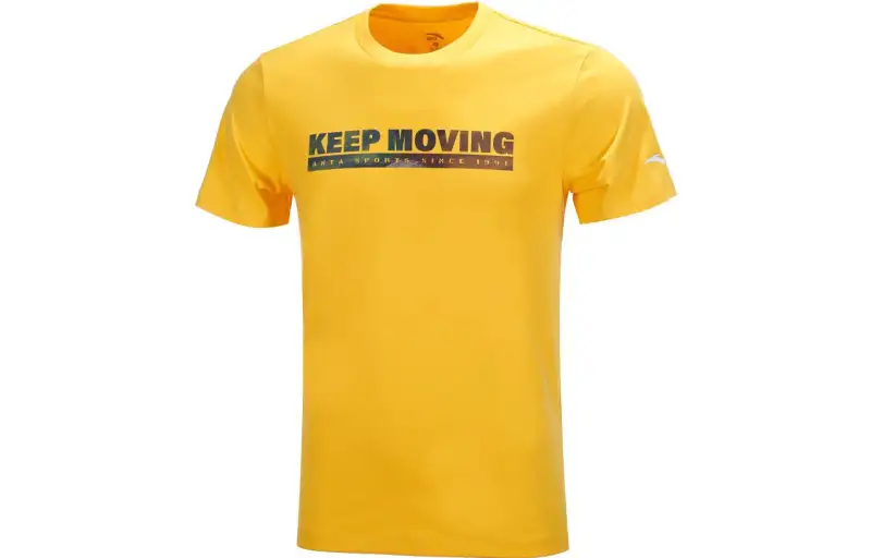 ANTA T Shirts Men's Yellow Crew Neck Moderate Straight Fit