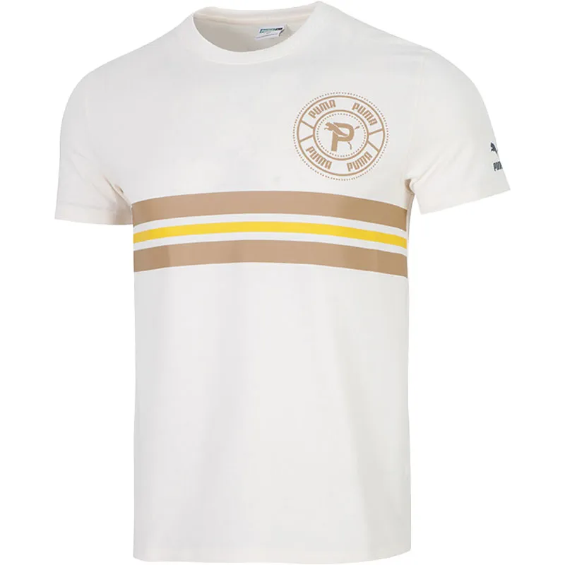 PUMA T-Shirts Unisex White Crew Neck Moderate Straight Fit