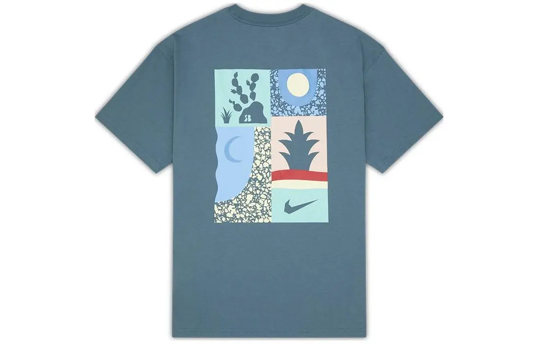 Nike T-Shirts Men's Gray Green Crew Neck Moderate