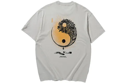 Li Ning Skateboard T Shirts Men's Ivory Crew Neck Moderate Straight Fit