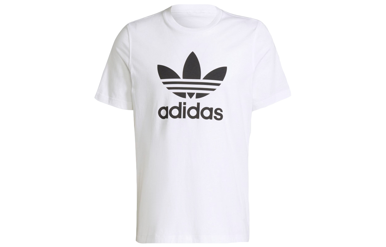 Adidas originals Clover Adicolor Classics Large Logo Print Sports Round Neck Short Sleeve Cotton T-Shirt Men's White