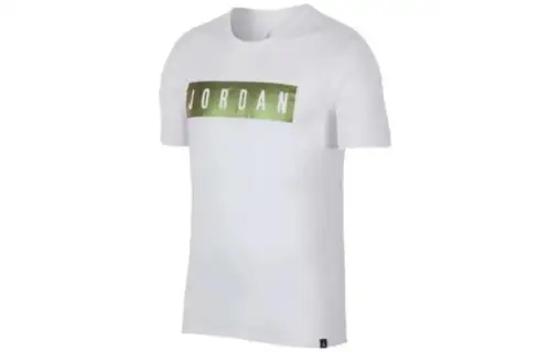 Jordan T Shirts Men's White Crew Neck Moderate Straight Fit