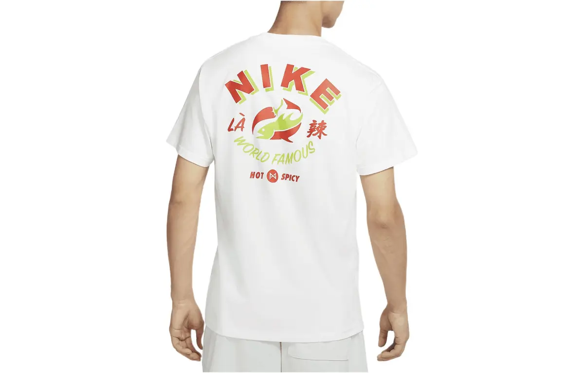 Nike T-Shirts Men's White Crew Neck Moderate Straight Fit