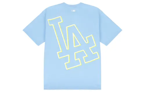 MLB Los Angeles Dodgers T Shirts Unisex Light Blue Crew Neck Moderate Straight Fit