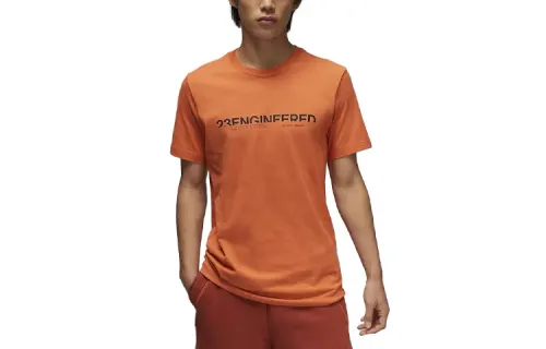 Jordan T Shirts Men's Orange Crew Neck Moderate Straight Fit