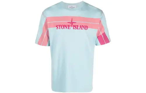 STONE ISLAND T Shirts Men's Blue Crew Neck Moderate Straight Fit