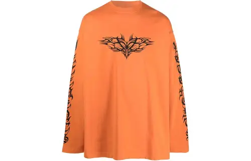Vetements T Shirts Men's Orange Crew Neck Moderate Straight Fit