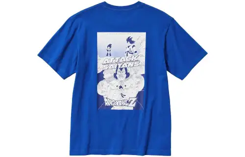 UNIQLO Dragon Ball Collaboration T Shirts Unisex Blue Crew Neck Moderate Straight Fit