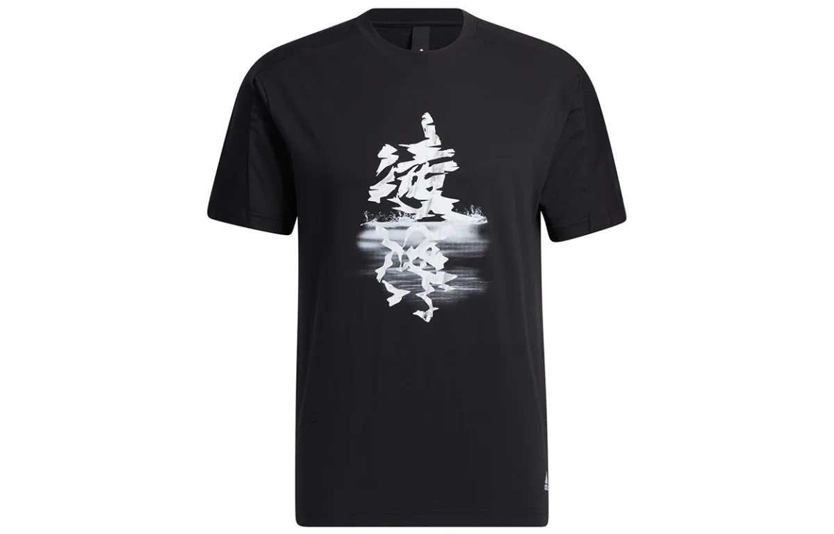 Adidas T-Shirts Men's Black Crew Neck Moderate Straight Fit