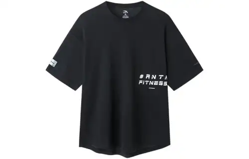ANTA Variety Training Collection T Shirts Men's Black Crew Neck Thin Straight Fit