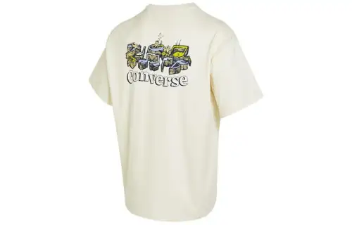 Converse T Shirts Men's White Crew Neck Moderate Straight Fit