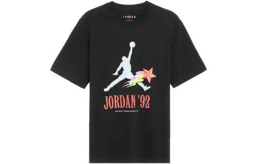 Jordan T Shirts Men's Black Crew Neck Moderate Straight Fit